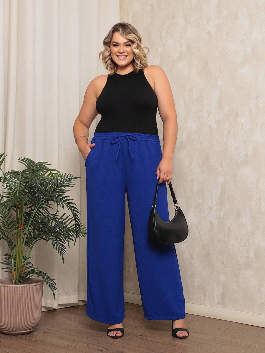 Plus Size Pants - Royal Blue - View 1