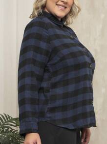 Plus Size Blouses - Navy Blue - View 3