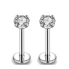 2pcs Threadless Push Pin Labret Stud Cubic  16G 20G Cartilage Earring Helix Tragus Nose Stud Lip Piercing Jewelry For Women - Silver - View 16