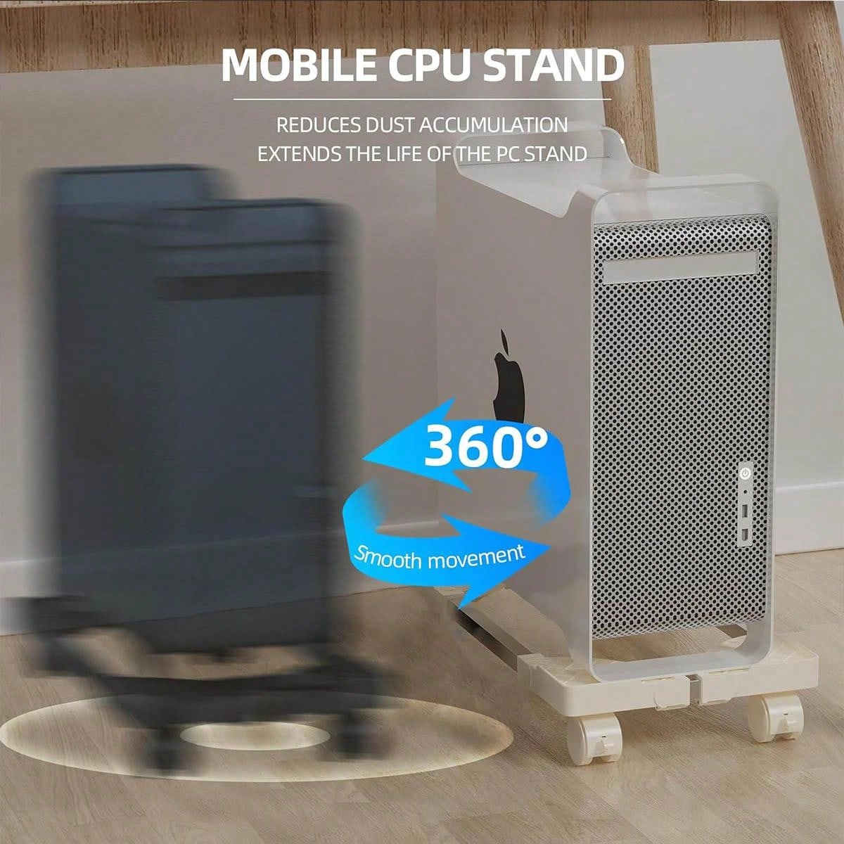 Computer Tower Stand, Adjustable Mobile CPU Stand, CPU Holder PC Tower Stand With Rolling Caster
