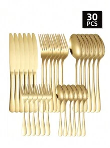 5/30 cái Vàng Thép không gỉ Bộ dao kéo Đối với Phòng bếp , Khách sạn , Buổi tiệc Và Qủa tặng - Vàng - Xem 1