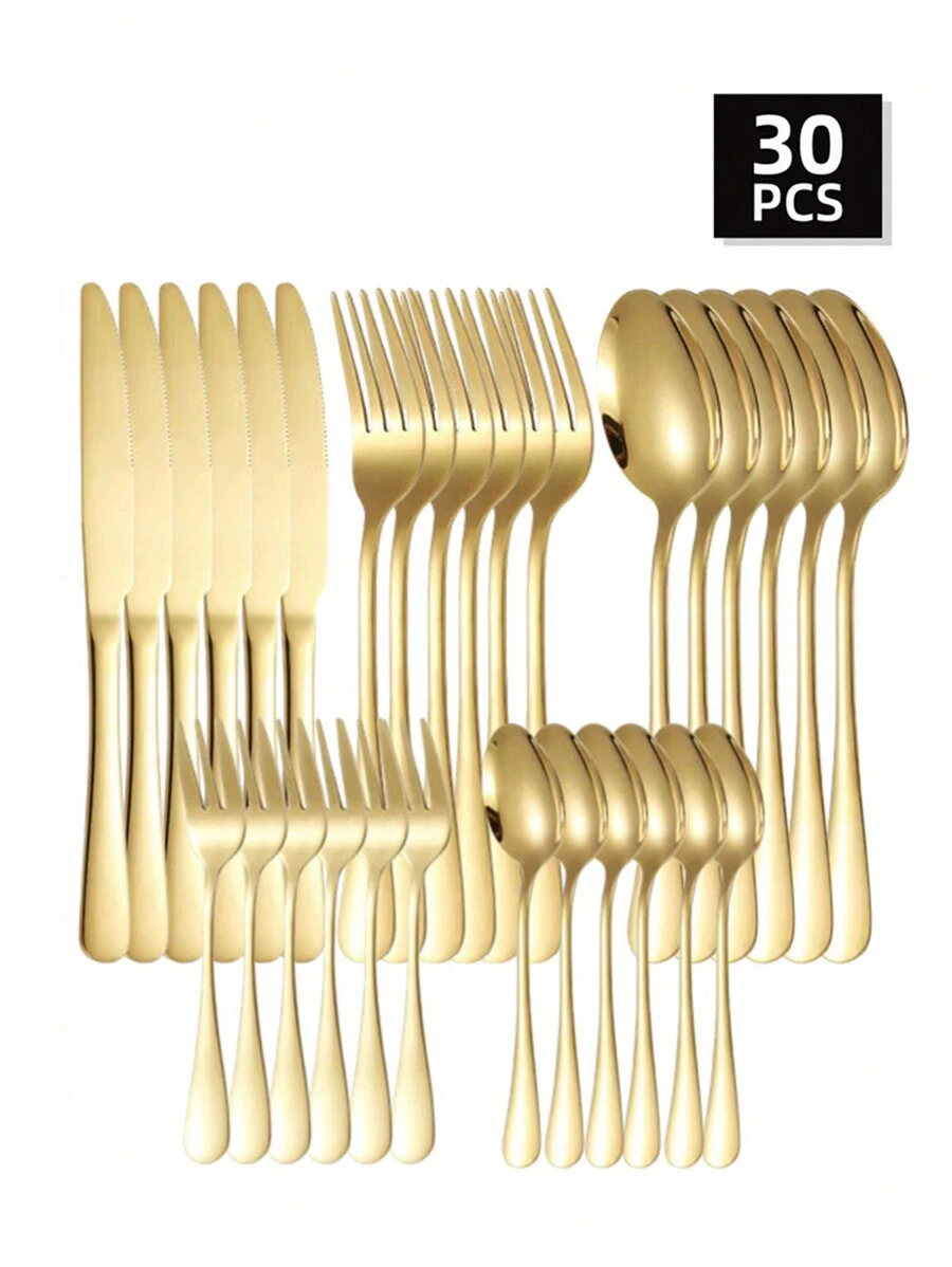 5/30 cái Vàng Thép không gỉ Bộ dao kéo Đối với Phòng bếp , Khách sạn , Buổi tiệc Và Qủa tặng - Vàng - Xem 1