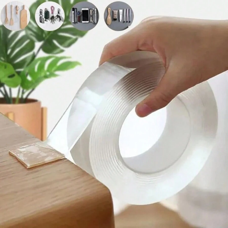 1 Miếng 1/2/3/5M Nano Ruy băng Tính hai mặt Ruy băng Trong suốt Có thể tái sử dụng Không thấm nước Keo dán Phòng bếp Đồ dùng phòng tắm Độ nhớt cao Liền mạch Không thấm nước Tính hai mặt Keo dán Với Mạnh mẽ Hấp thu Của Linh hoạt Keo dán - trắng - Xem 1