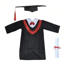 Niños Graduación Gorro Y Toga, Traje De Graduado Con Borla Y Certificado Para Preescolar Y Kindergarten, Vestirse Para La Edad De 3 4 5 6 7 Años - Negro - Ver 3