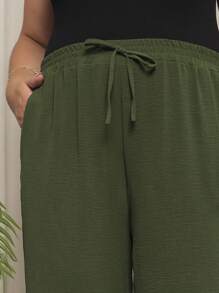 Plus Size Pants - Army Green - View 4
