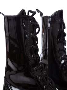 Bota militar de recubierto con correas y cierre - Negro - Ver 4