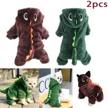 Disfraz De Dinosaurio Para mascota Gato O Perro Sudadera 2pk diseño de dinosaurio de mascota felpa - Verde Oscuro - Ver 1