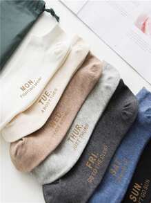 7 Pairs Men's New Style Solid Color Minimalist Daily Wear Short Socks, Couples Design - Multicolor - View 5
