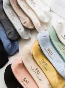 7 Pairs Men's New Style Solid Color Minimalist Daily Wear Short Socks, Couples Design - Multicolor - View 2