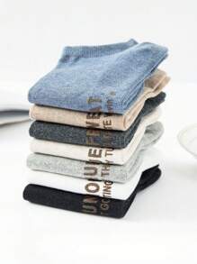 7 Pairs Men's New Style Solid Color Minimalist Daily Wear Short Socks, Couples Design - Multicolor - View 6
