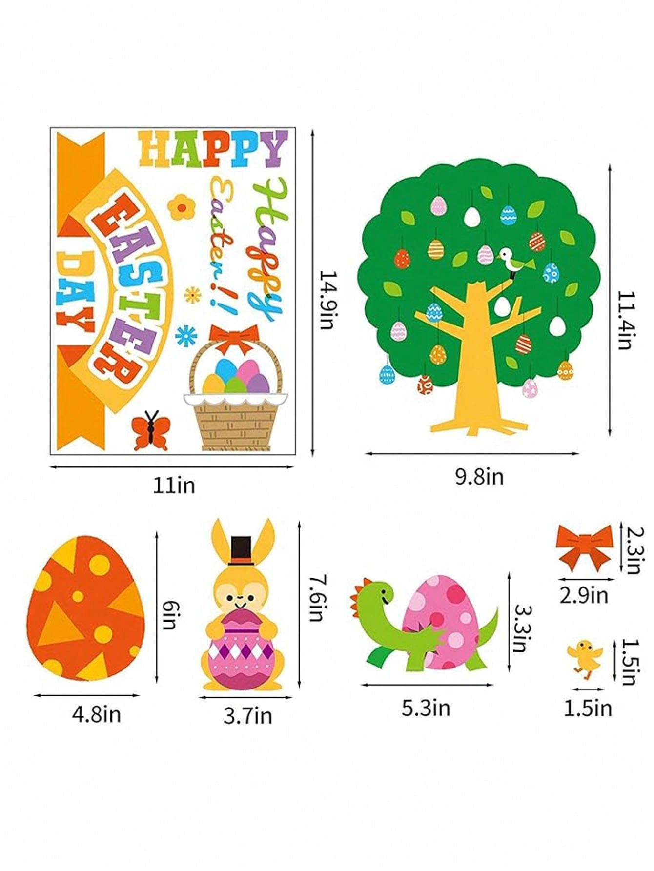 8 Sheets Easter Window Clings Happy Easter Day Windows Sticker For Kids