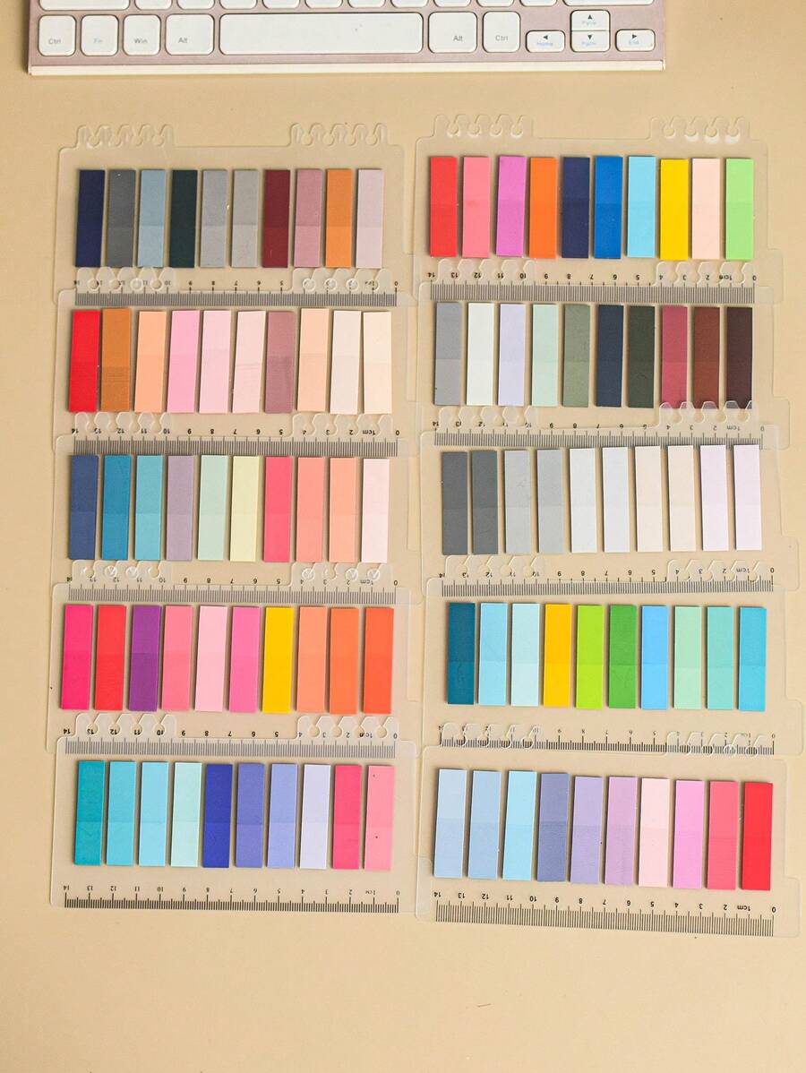 10 Designs 2000pcs Pet Ultra Thin Index Sticky Notes For Student Memo Multi-Colored Transparent Memo Strip Waterproof Repeatable Adhesive Back To School