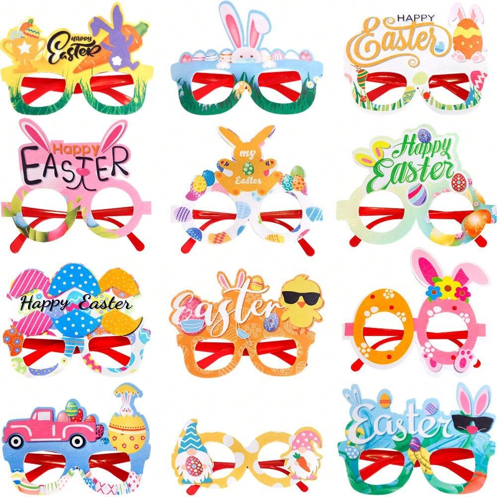 Relaxdays 12 paires de lunettes pour faire la fête, carnaval, plastique, verres teintés en bleu