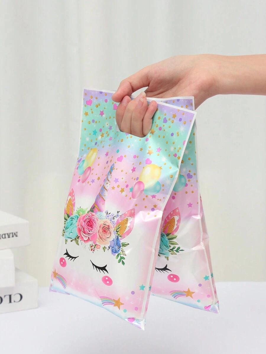 50个独角兽礼品袋，独角兽生日派对礼品包装袋，生日礼品袋，派对袋，生日礼品包装用品，生日派对用品，生日装饰，生日礼品填充袋，塑料袋，一周岁生日派对用品，派对礼物，生日快乐，宝宝派对装饰，生日装饰品 - 彩色 - 查看 1