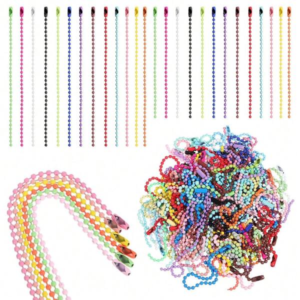 100/200pcs New Macaron Style Pearl Beaded Chain Necklace, DIY Craft Jewelry Making Material