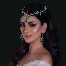 1入手工製作的新娘頭飾和耳環套裝,適合婚禮、派對、生日和任何其他特殊場合的女士 - 彩色 - 查看 9