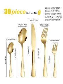 5/30 cái Vàng Thép không gỉ Bộ dao kéo Đối với Phòng bếp , Khách sạn , Buổi tiệc Và Qủa tặng - Vàng - Xem 2