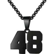 1 件装不锈钢运动员足球幸运数字项链男式足球篮球数字项链男女最佳朋友礼物 - 黑色 - 查看 33