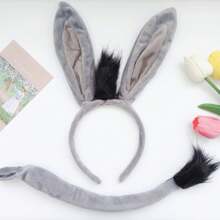 2pcs/Set Funny Donkey Ears & Tail Headband With Bendable & Fixed Animal Shaped Hair Hoop Cute,Mouse Ears, School Stuff, Gifts, Hair Accessories - Light Grey - View 6