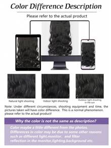 Tóc nối kẹp sóng tổng hợp dài 14 inch/18 inch/22 inch/32 inch/40 inch, sợi chịu nhiệt, 5 kẹp, 1 miếng - màu đen - Xem 9