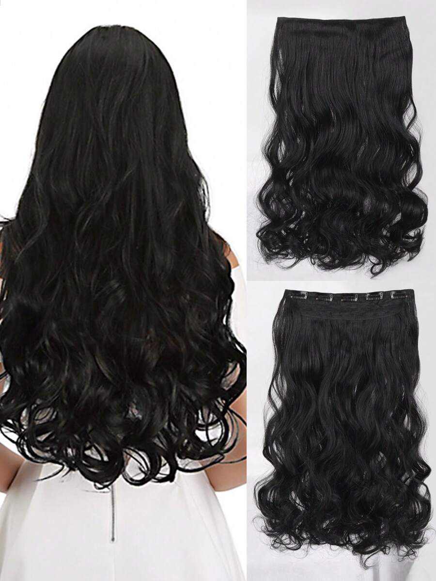 Tóc nối kẹp sóng tổng hợp dài 14 inch/18 inch/22 inch/32 inch/40 inch, sợi chịu nhiệt, 5 kẹp, 1 miếng