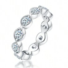 ANU JEWEL Anillo De Banda De Moissanite De 3,5 Mm, Anillos De Plata Esterlina 925, Joyería Nupcial De Compromiso De Bodas