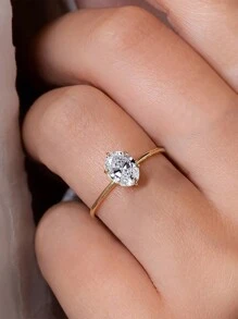 1PC S925 Sterling Silver Luxry Ring For Woman Wedding Jewelry Fine Ring Engagement Bridal Jewelry - gold size 7 - View 2