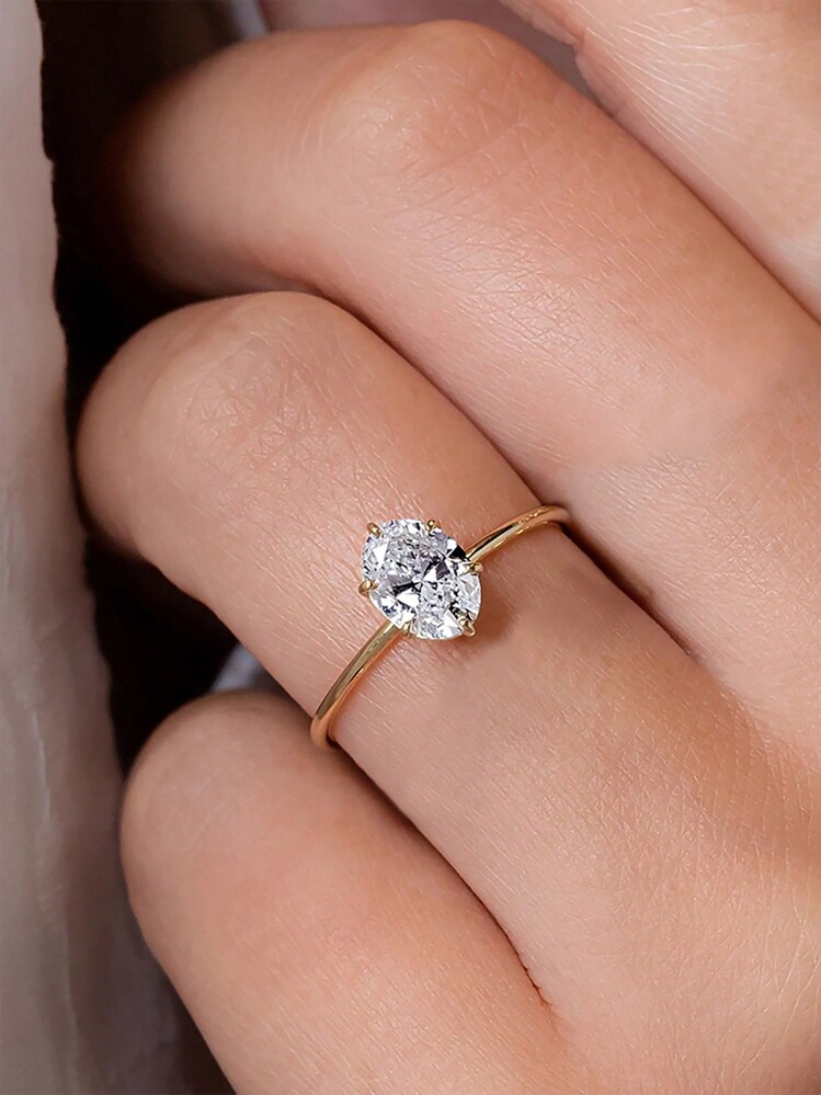 1PC S925 Sterling Silver Luxry Ring For Woman Wedding Jewelry Fine Ring Engagement Bridal Jewelry - gold size 7 - View 1