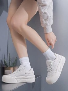 Retro Dày Đế Nền tảng Giày thể thao Đối với phụ nữ , Thoáng khí Giải trí Giày thể thao Cho mùa xuân Các hoạt động ngoài trời , Đúng mốt - Màu be - Xem 4