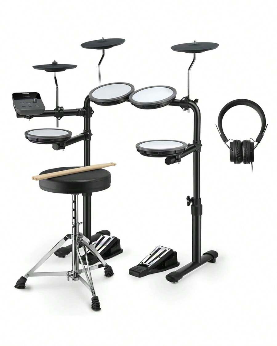 Donner Electric Drum Set For Beginner Electric Drums With 4 Quiet Mesh Drum Pads, 2 Switch Pedal, Portable And Solid Drum Set With Type-C Charging, 68+ Sounds, 10 Demo Songs, Throne, Headphones, Sticks, Melodics Lessons DED-70 DED-80 DED-200 - DED-70 (KIDS) - View 1