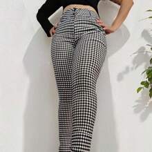 GRAY PANTS FOR WOMEN WITH CHECKS - 黑與白 - 查看 1