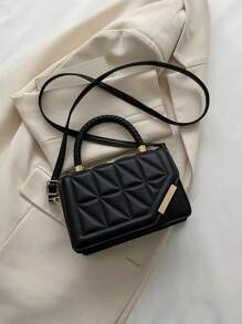 1pc Girls' Fashionable Solid Color Pu Diamond Shape Flap Cover Handbag, Suitable For Daily Use In Spring And Summer, Crossbody Bag