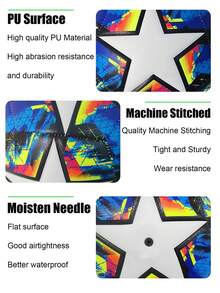 1個尺寸5 Pu機縫足球,黃色和藍色,適用於成人和青年訓練和室內外活動