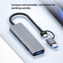 ADS-310D Multiple Interface Expansion Multifunctional Five-Port Docking Station USB 3.0 SD TF USB 3.0 Card Reader Laptop Ports Expansion - Grey - View 8