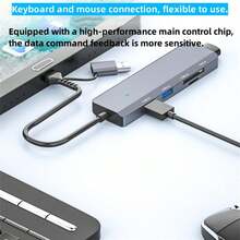 ADS-310D Multiple Interface Expansion Multifunctional Five-Port Docking Station USB 3.0 SD TF USB 3.0 Card Reader Laptop Ports Expansion - Grey - View 10