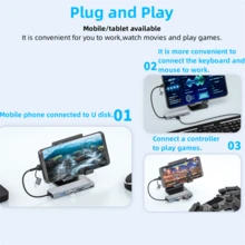 ADS-310D Multiple Interface Expansion Multifunctional Five-Port Docking Station USB 3.0 SD TF USB 3.0 Card Reader Laptop Ports Expansion - Grey - View 2