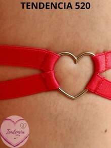 2 Garters With Heart Rings, Adjustable - Red - View 2