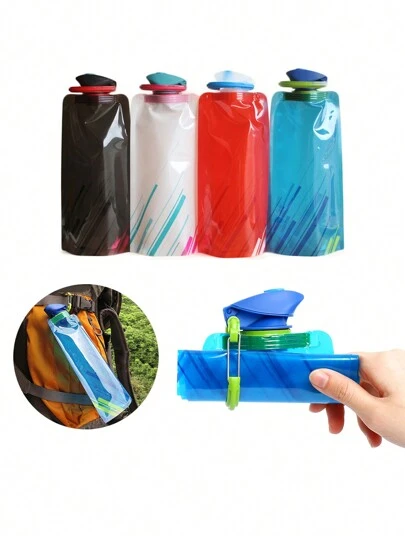 1 件戶外運動折疊水瓶,便攜式露營杯,可壓縮且節省空間,適合健行和騎自行車