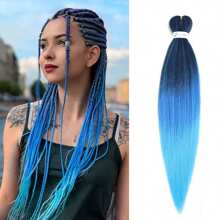 26 Inch Multi-Color Braiding Hair Extensions, Easy Braid Pre-Stretched Kanekalon Synthetic Hair Braids, Yaki Texture Heat Stylable, For Daily Wear, Halloween, Christmas, Unisex (1pc, Blue Ombre)