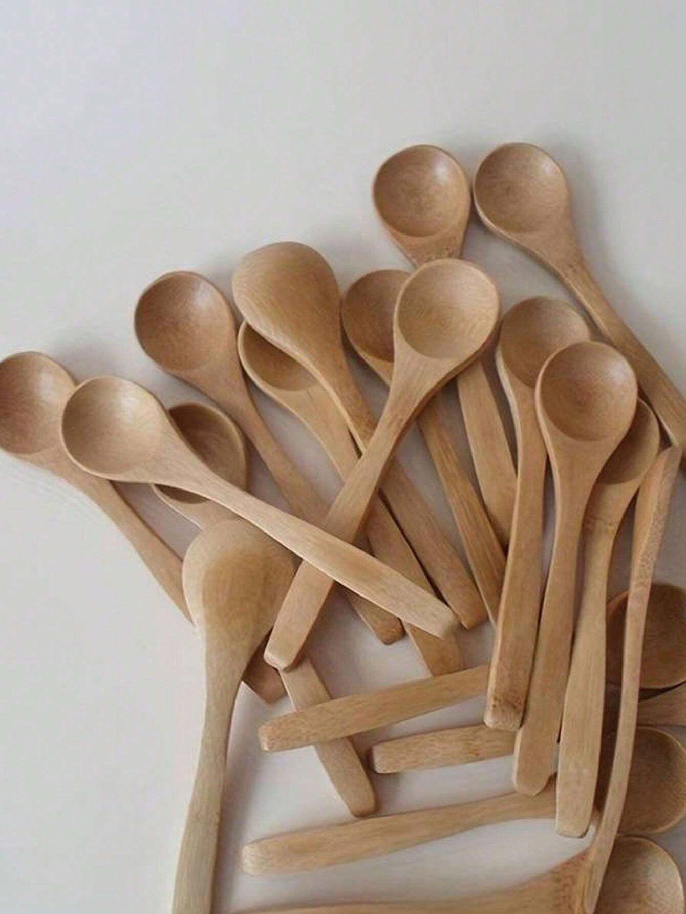 10pcs Wooden Long Handle Spoons For Eating Soup, Coffee, Honey, Jam And
