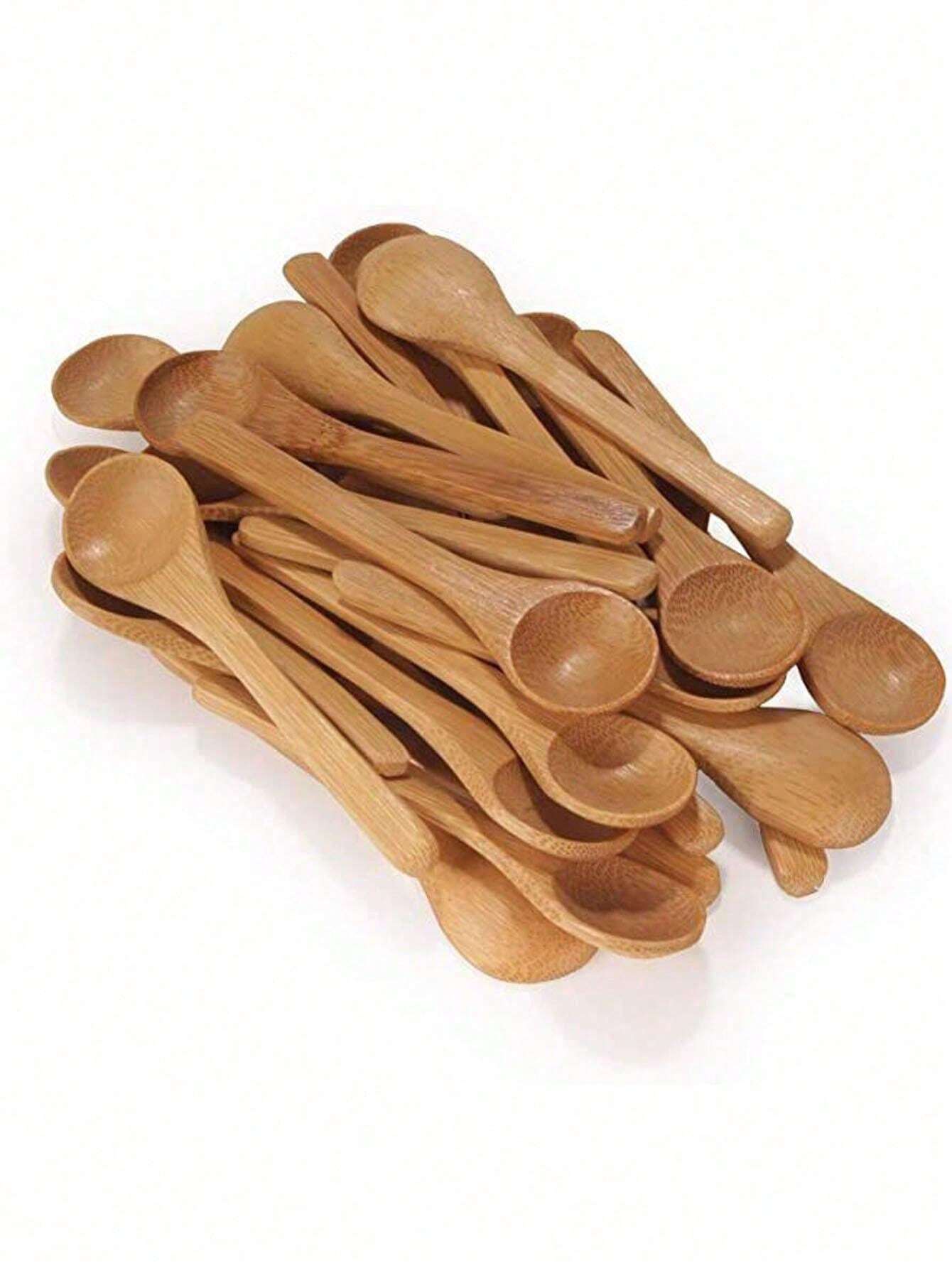 10pcs Wooden Long Handle Spoons For Eating Soup, Coffee, Honey, Jam And