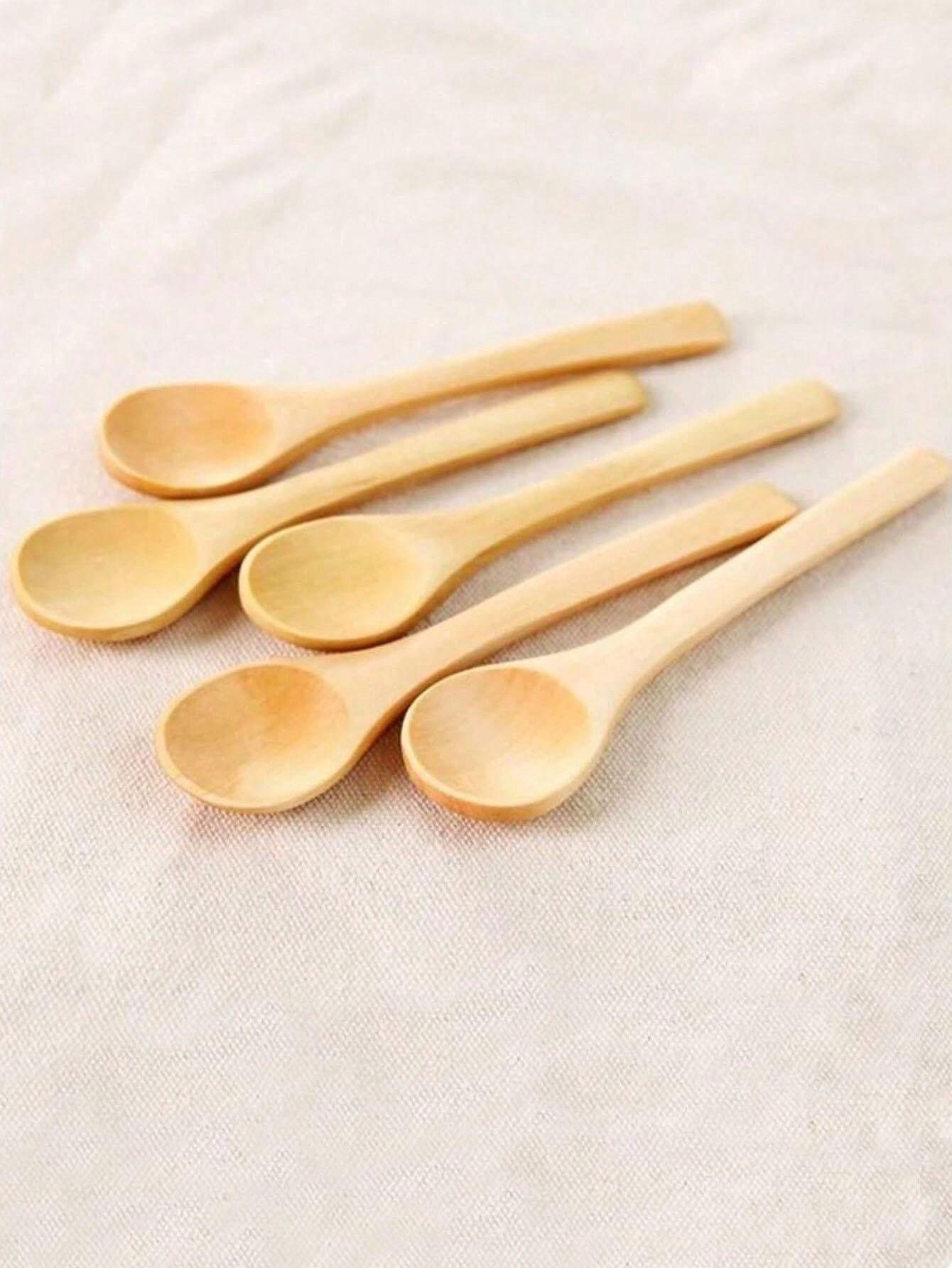10pcs Wooden Long Handle Spoons For Eating Soup, Coffee, Honey, Jam And