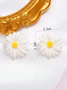 1 对时尚向日葵耳坠，适合女士日常装饰情人节 - 金黃色 - 查看 6