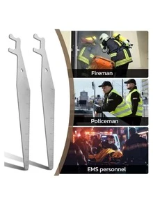 1pc Firefighter Tool, Multifunctional Stainless Steel Pry Bar With Manual Lever For Fire Service - Silver - View 4