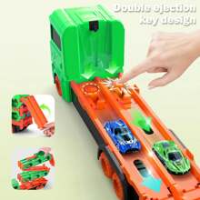 VATOS Coches de Juguete para Camiones de Transporte para Niños de 3, 4, 5, 6 Años, Coche de Juguete con Camión de Carreras Portátil con 6 Coches de Carreras, Juego de Juguetes para Vehículos Transportadores para Niños - Verde - Ver 7