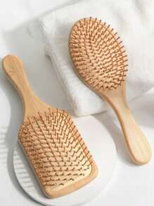 1 Pc /2pcs Large Air Cushion Bamboo Comb,Bamboo Paddle Hair Brush With Handle, Natural Bamboo Comb Paddle Detangling Hairbrush, Suit For Women Men And Kids ,Portable Detangling Haircomb For Massaging Scalp,Thin/Curly/Dry Hair (Yellow),Back To School,Travel Holiday Essentials,Hair Accessories For Women