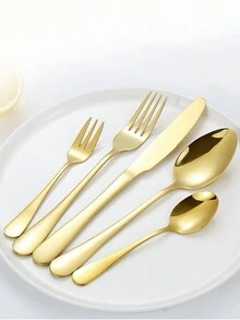 5/30 cái Vàng Thép không gỉ Bộ dao kéo Đối với Phòng bếp , Khách sạn , Buổi tiệc Và Qủa tặng - Vàng - Xem 3