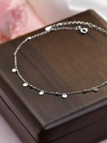 FOREVER QUEEN S925純銀珠子腳鍊，18K鍍金腳鏈，極簡夏日沙灘腳鏈，適用於女性，作為假期腳鍊禮物