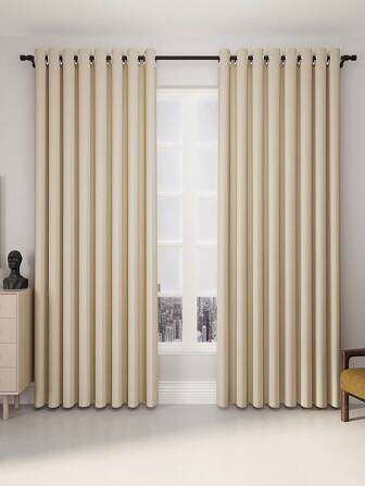 1pc Solid Color Blackout Curtain, Minimalist Polyester Single Panel Blackout Curtain For Home