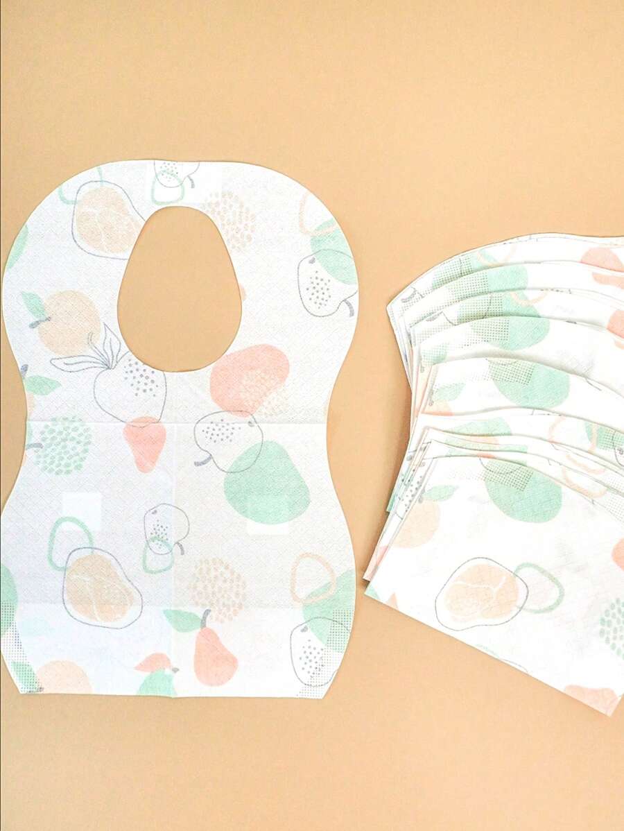 10/30/60/100入組一次性嬰兒口水巾,防水&防髒的喂食工具 - 水果世界 - 查看 1